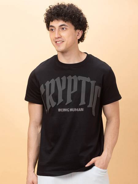 BEING HUMAN Printed Men Crew Neck Black T-Shirt