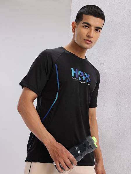 HRX by Hrithik Roshan Printed Men Round Neck Black T-Shirt