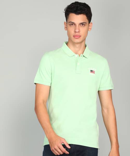 U.S. POLO ASSN. Solid Men Polo Neck Green T-Shirt