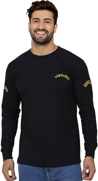 MAARCOSZ Printed Men Round Neck Black T-Shirt