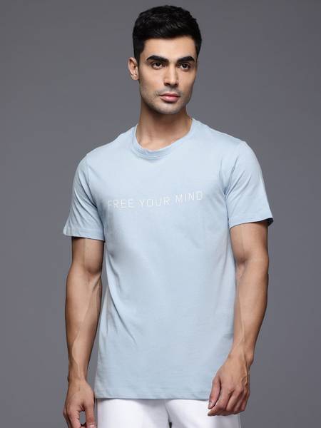 HRX by Hrithik Roshan Printed Men Round Neck Blue T-Shirt