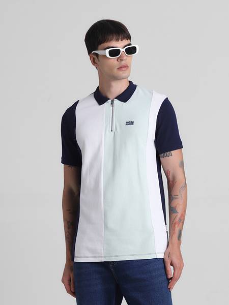 JACK & JONES Colorblock Men Polo Neck Multicolor T-Shirt