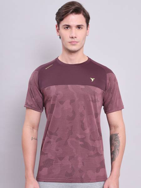 TECHNOSPORT Printed Men Round Neck Maroon T-Shirt - Price History