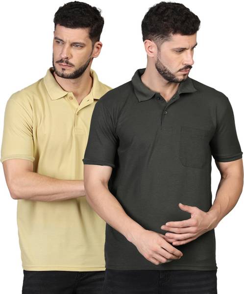 INKKR Solid Men Polo Neck Multicolor T-Shirt