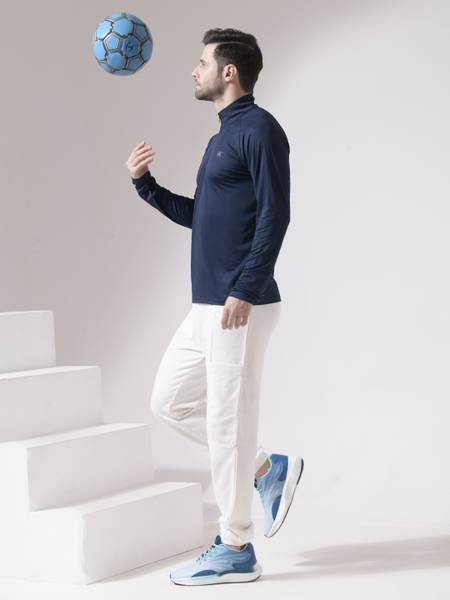 HRX by Hrithik Roshan Solid Men Polo Neck Navy Blue T-Shirt