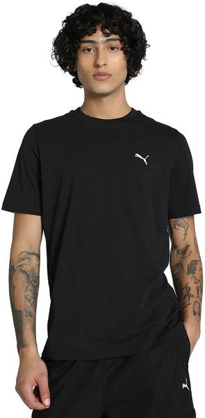 PUMA Solid Men Crew Neck Black T-Shirt