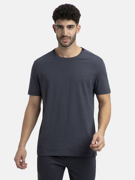 JOCKEY Solid Men Round Neck Grey T-Shirt