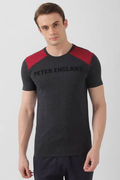 PETER ENGLAND Colorblock Men Crew Neck Black T-Shirt