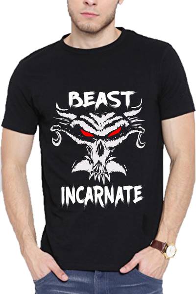 RS Print Graphic Print Men Round Neck Black T-Shirt