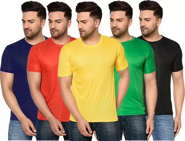URBAN COLORS Solid Men Round Neck Multicolor T-Shirt