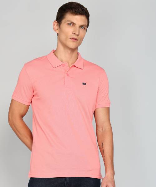 Arrow Sport Solid Men Polo Neck Pink T-Shirt