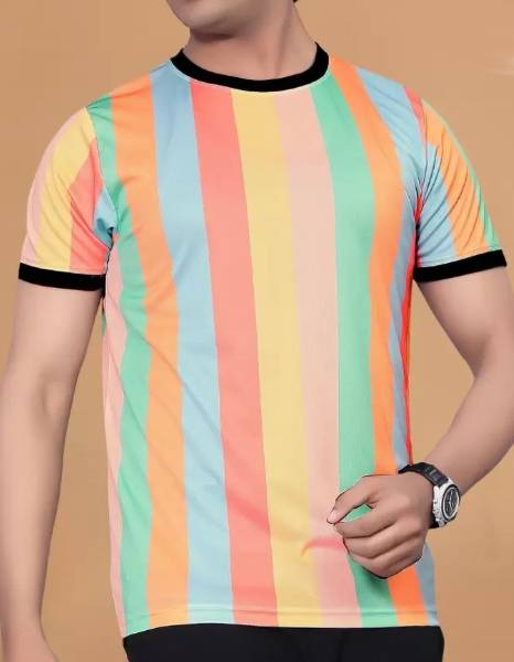 GEEZY Abstract Men Round Neck Multicolor T-Shirt