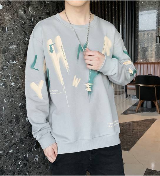 sti Printed Men Round Neck Grey T-Shirt
