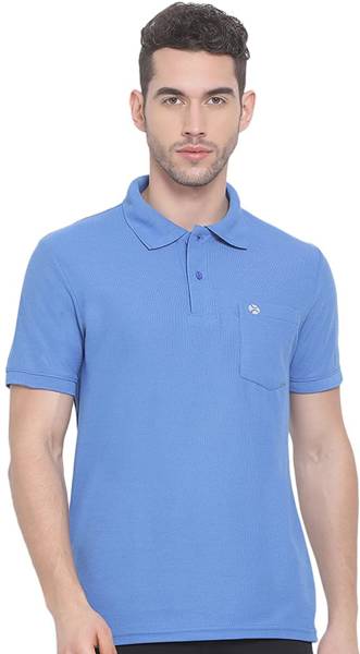 Lux Nitro Solid Men Polo Neck Blue T-Shirt