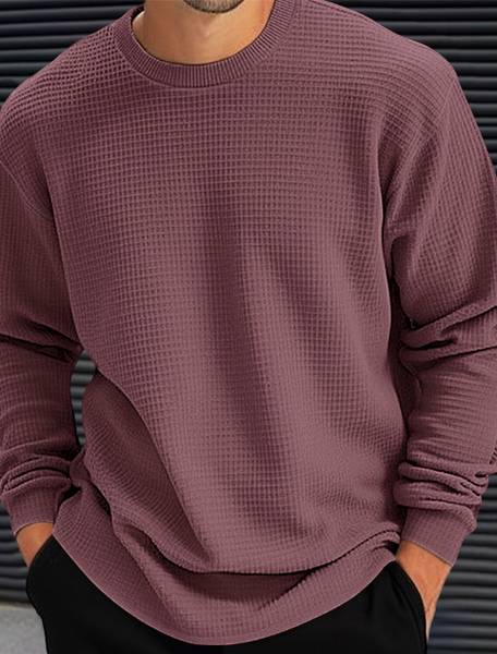 HOODLER Solid Men Round Neck Pink T-Shirt