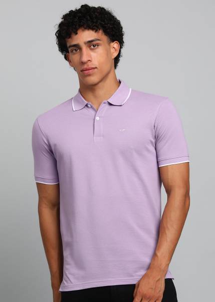 PARK AVENUE Solid Men Polo Neck Purple T-Shirt