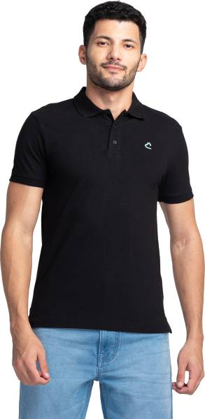 BEING HUMAN Solid Men Polo Neck Black T-Shirt