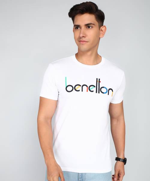 United Colors of Benetton Embroidered Men Round Neck White T-Shirt
