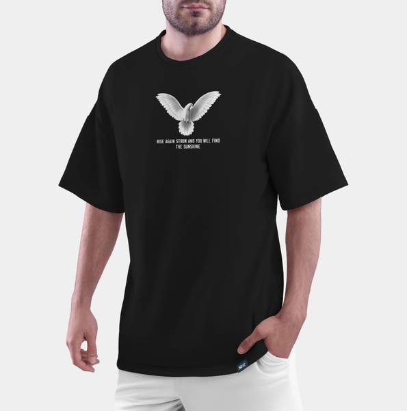 DeerHead Printed Men Round Neck Black T-Shirt