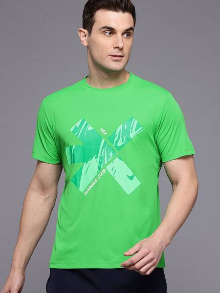 HRX by Hrithik Roshan Printed Men Round Neck Green T-Shirt