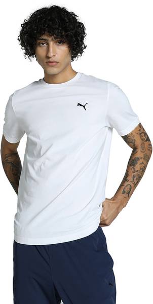 PUMA Solid Men Crew Neck White T-Shirt