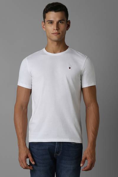 LOUIS PHILIPPE Solid Men Crew Neck White T-Shirt