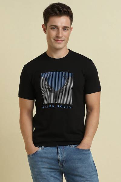 Allen Solly Graphic Print Men Crew Neck Black T-Shirt