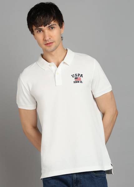 U.S. Polo Assn. Denim Co. Solid Men Polo Neck White T-Shirt