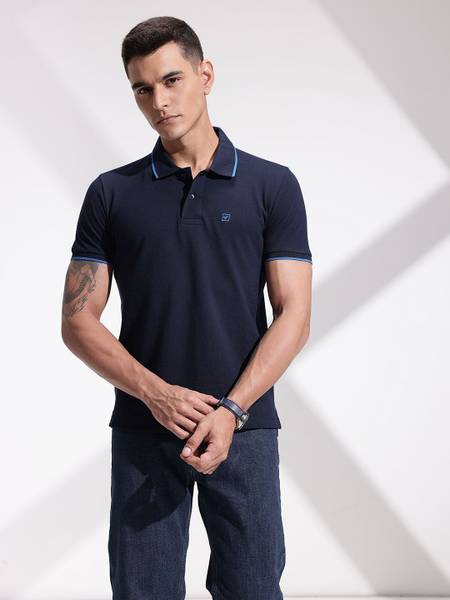 INVICTUS Solid Men Polo Neck Blue T-Shirt