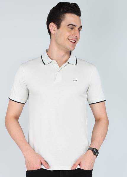 PETER ENGLAND Solid Men Polo Neck White T-Shirt