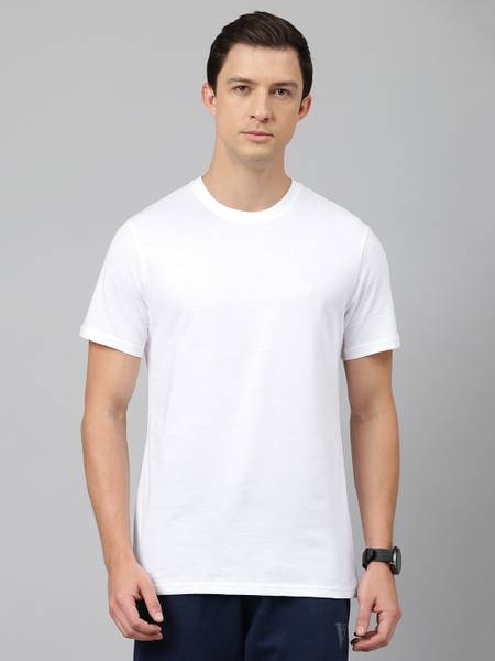 VAN HEUSEN Solid Men Crew Neck White T-Shirt