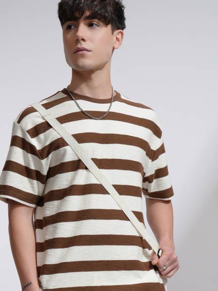 HIGHLANDER Striped Men Round Neck Multicolor T-Shirt
