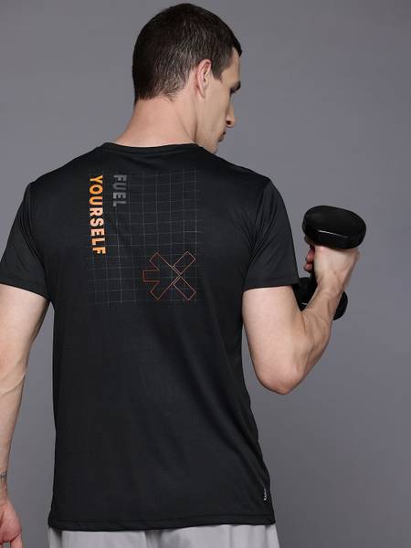 HRX by Hrithik Roshan Printed Men Round Neck Black T-Shirt
