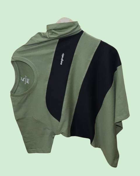 Magneto Colorblock Men Round Neck Green, Black T-Shirt