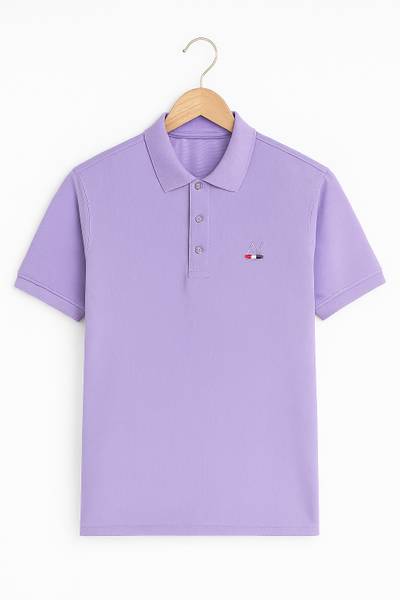 Basis Solid Men Polo Neck Purple T-Shirt
