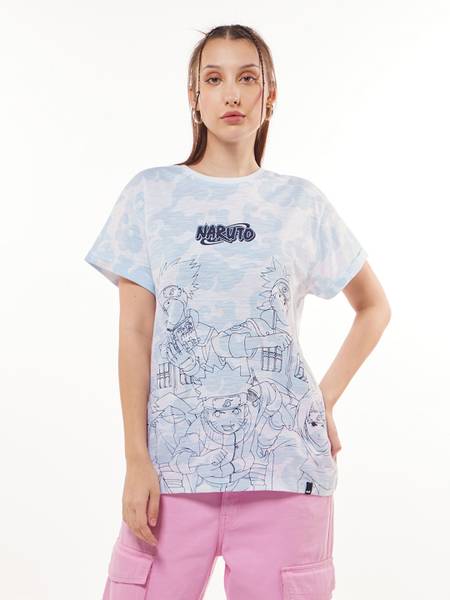 BEWAKOOF Graphic Print Women Round Neck Blue T-Shirt