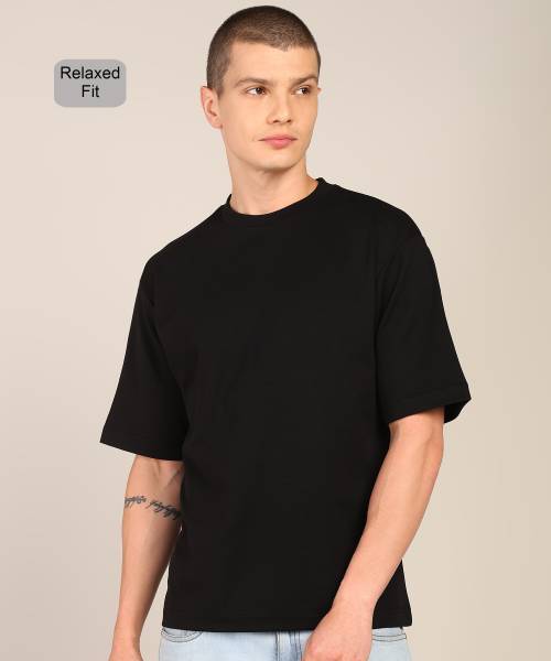Alan Jones Solid Men Crew Neck Black T-Shirt