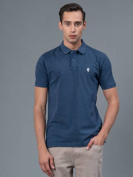 RED TAPE Solid Men Polo Neck Blue T-Shirt