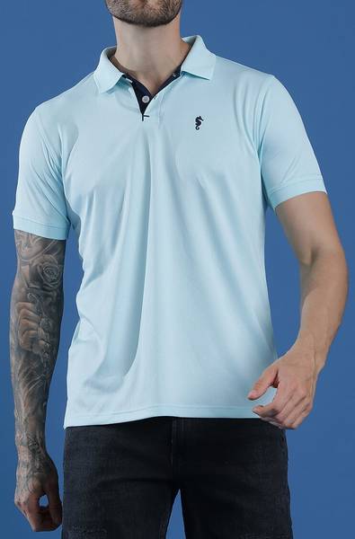 EPPE Solid Men Polo Neck Light Blue T-Shirt