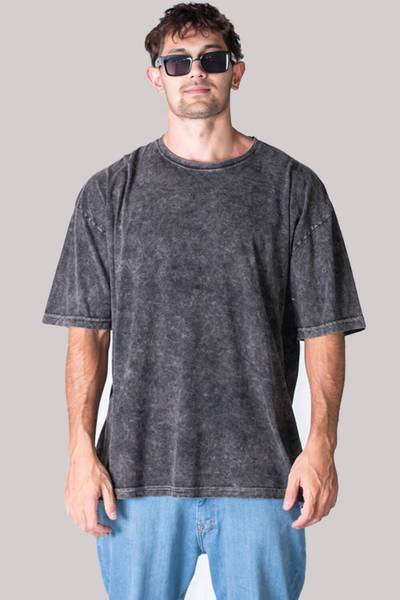 RAPTOR BROTHERS Washed Men Round Neck Black T-Shirt