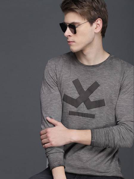 WROGN Solid Men Crew Neck Grey T-Shirt