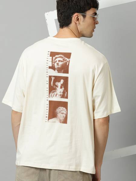 THE HOLLANDER Printed Men Round Neck White T-Shirt