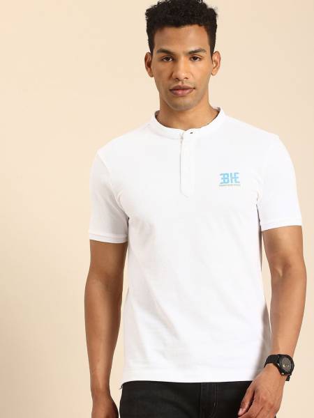 BEING HUMAN Solid Men Polo Neck White T-Shirt