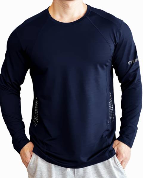 EyeBogler Solid Men Round Neck Blue T-Shirt