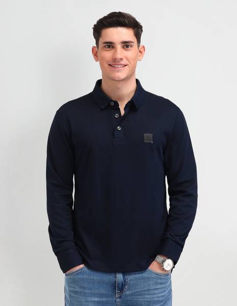 U.S. POLO ASSN. Solid Men Polo Neck Blue T-Shirt