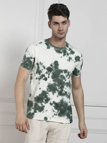 Dennis Lingo Printed Men Round Neck Green, White T-Shirt