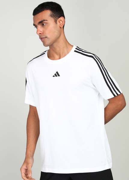 ADIDAS Solid Men Round Neck White T-Shirt