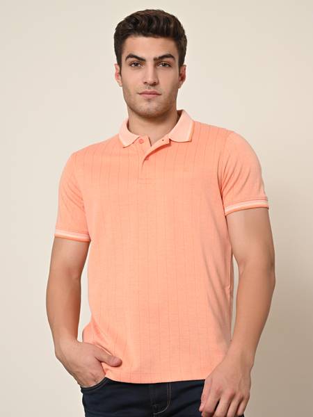 KILLER Solid Men Polo Neck Orange T-Shirt
