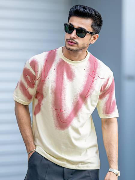 MANIAC Printed Men Round Neck White T-Shirt