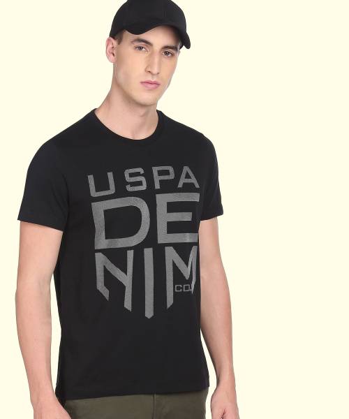 U.S. POLO ASSN. Printed Men Round Neck Black T-Shirt